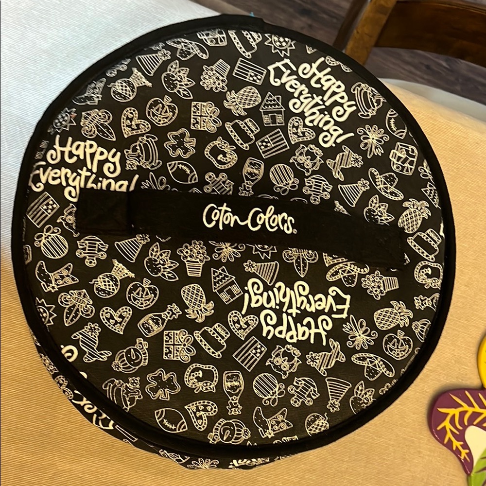 Coton Colors Black and White Festive Bag Used for Storage